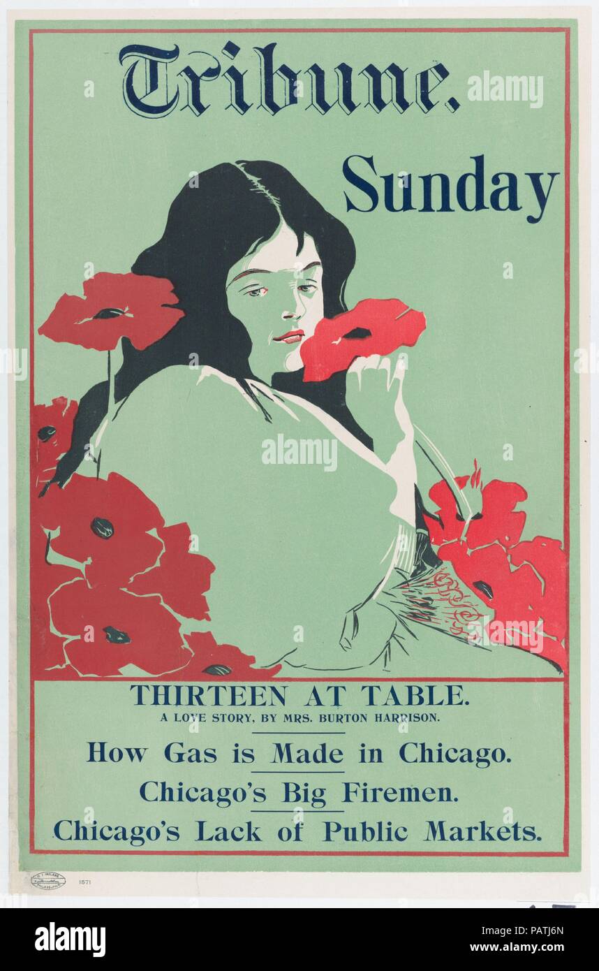 Tribune: Sunday. Artist: George Reiter Brill (American, Pittsburgh, Pennsylvania 1867-1918 Florida). Dimensions: Sheet: 20 11/16 × 13 1/2 in. (52.5 × 34.3 cm)  Image: 19 13/16 × 13 1/16 in. (50.3 × 33.2 cm). Date: late 19th-early 20th century. Museum: Metropolitan Museum of Art, New York, USA. Stock Photo