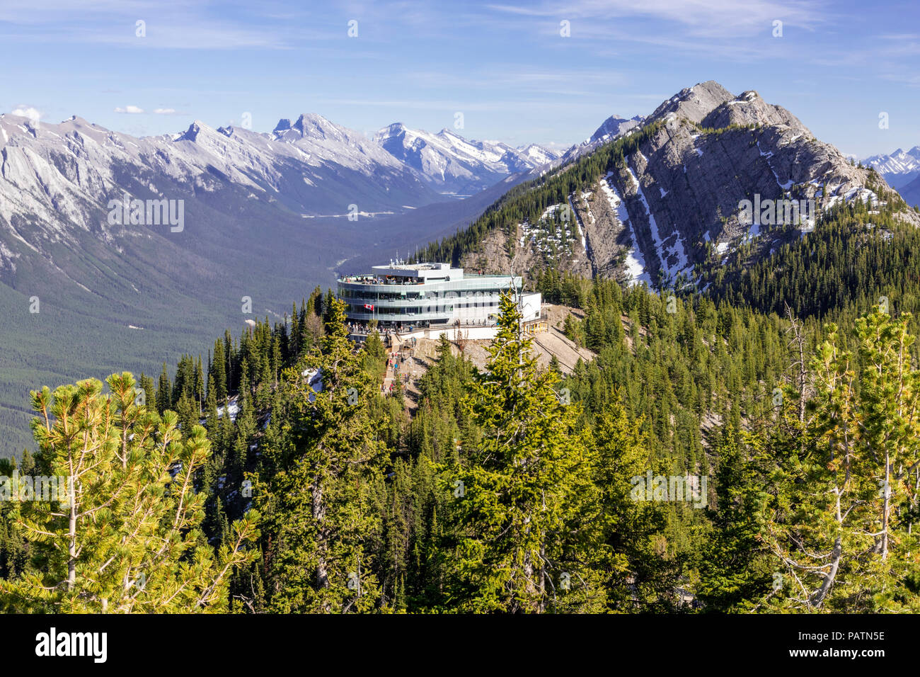 The summit building on Sulphur Mountain in the Rocky Mountains, Banff, Alberta, Canada Stock Photo