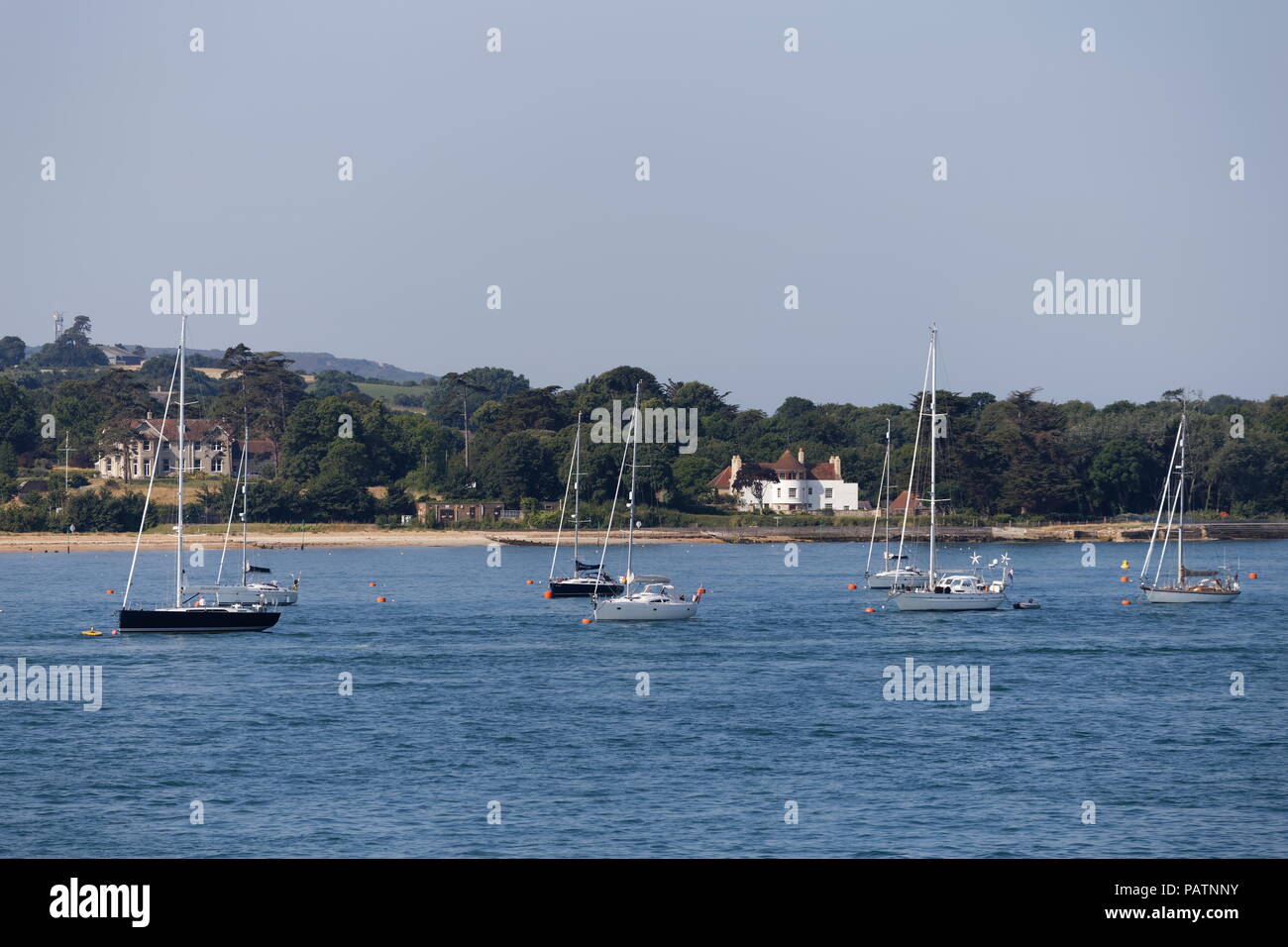 Yachts moored in Yarmouth Isle of Wight Hampshire Stock Photo