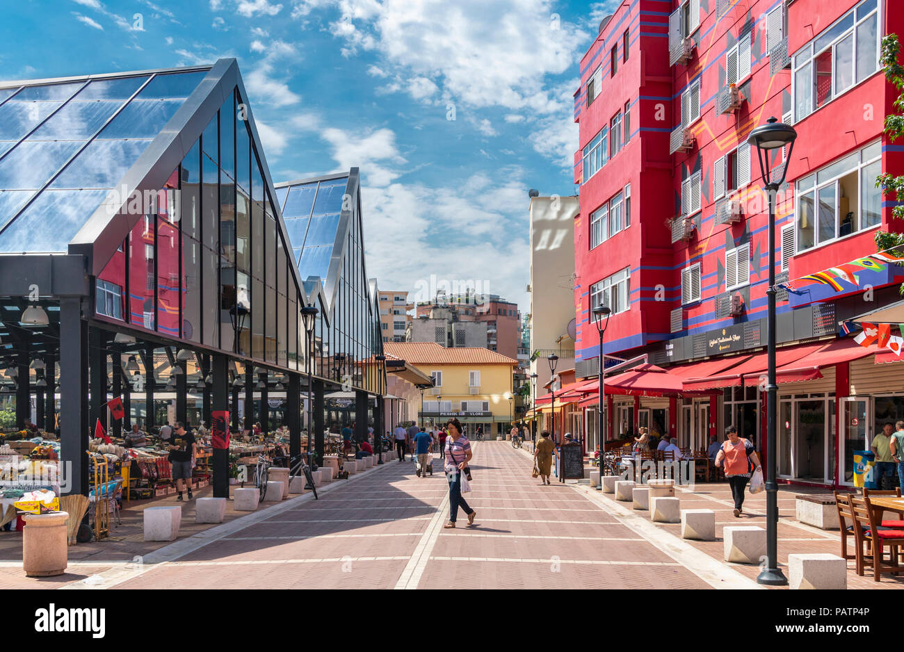 The Newly Refurbished Pazari I Ri New Bazaar Area With Its Brightly Coloured Apartmrnt Blocks And Central Market In Tirana Albania Stock Photo Alamy The Newly Refurbished Pazari I Ri New Bazaar Area With Its Brightly Coloured Apartmrnt Blocks And Central Market In Tirana Albania Stock Photo Alamy