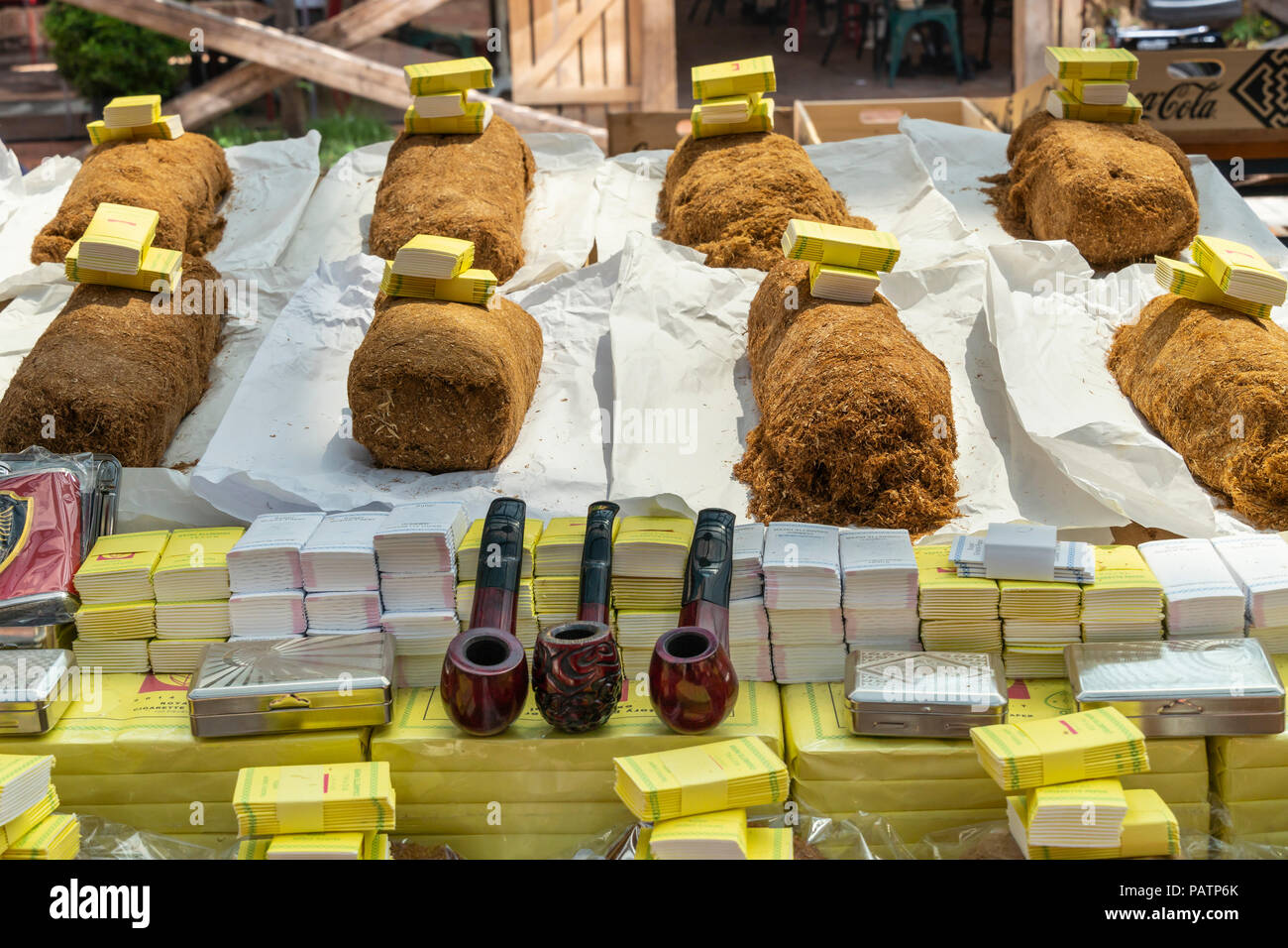 Stall selling tobacco and related products in the Pazari i Ri, New