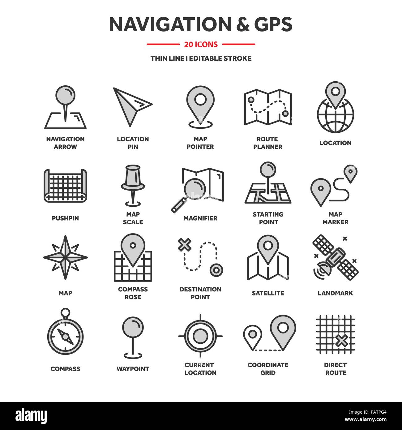 fabric Secure cliff Map and navigation. GPS coordinates. Location icons. Line art Stock Vector  Image & Art - Alamy