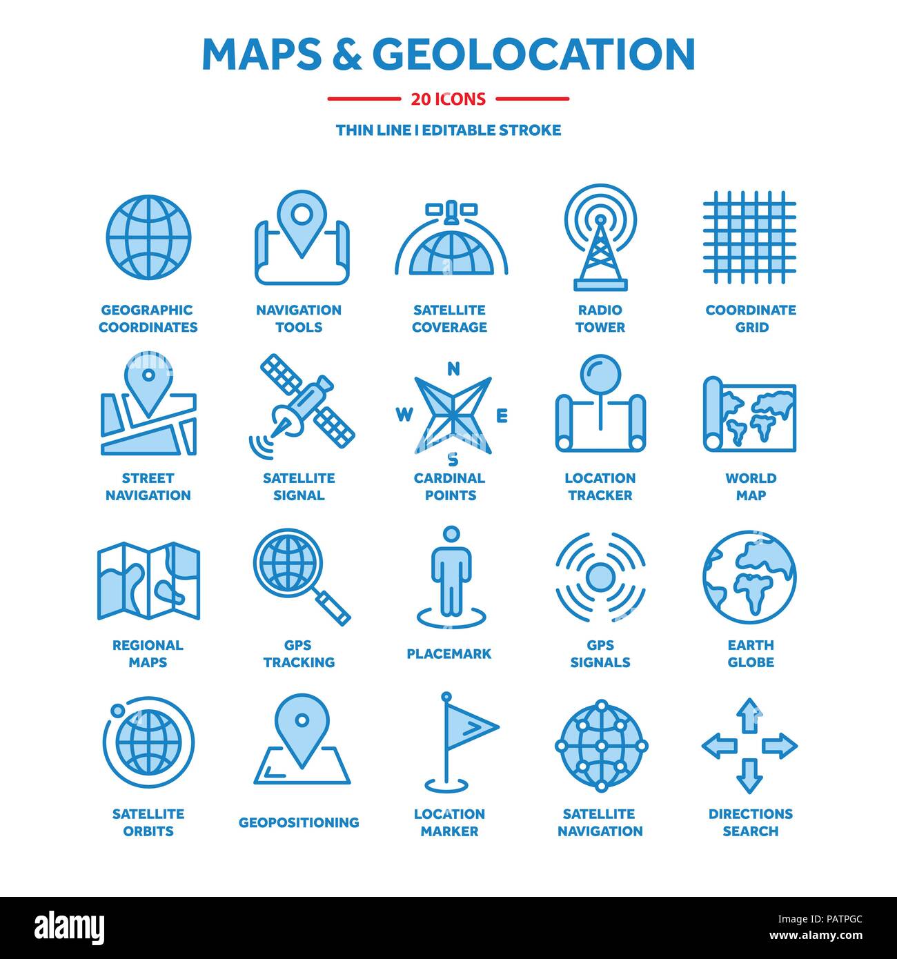 and navigation. GPS coordinates. Location icons. Line art Stock Vector Image Art - Alamy