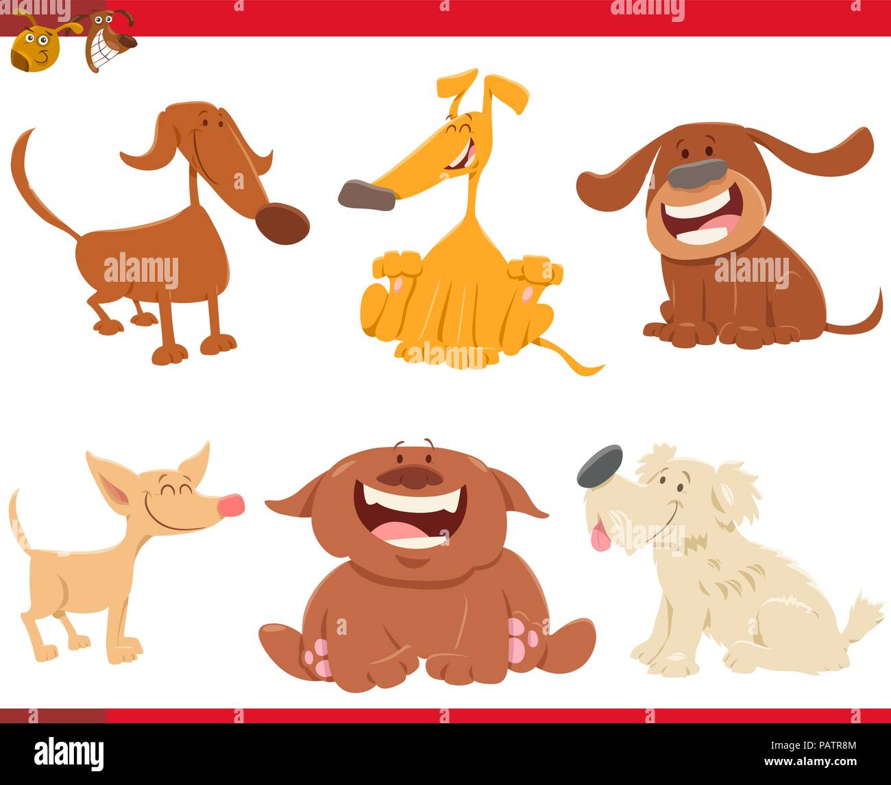 Cartoon Illustration of Happy Dogs Animal Characters Set Stock Vector ...