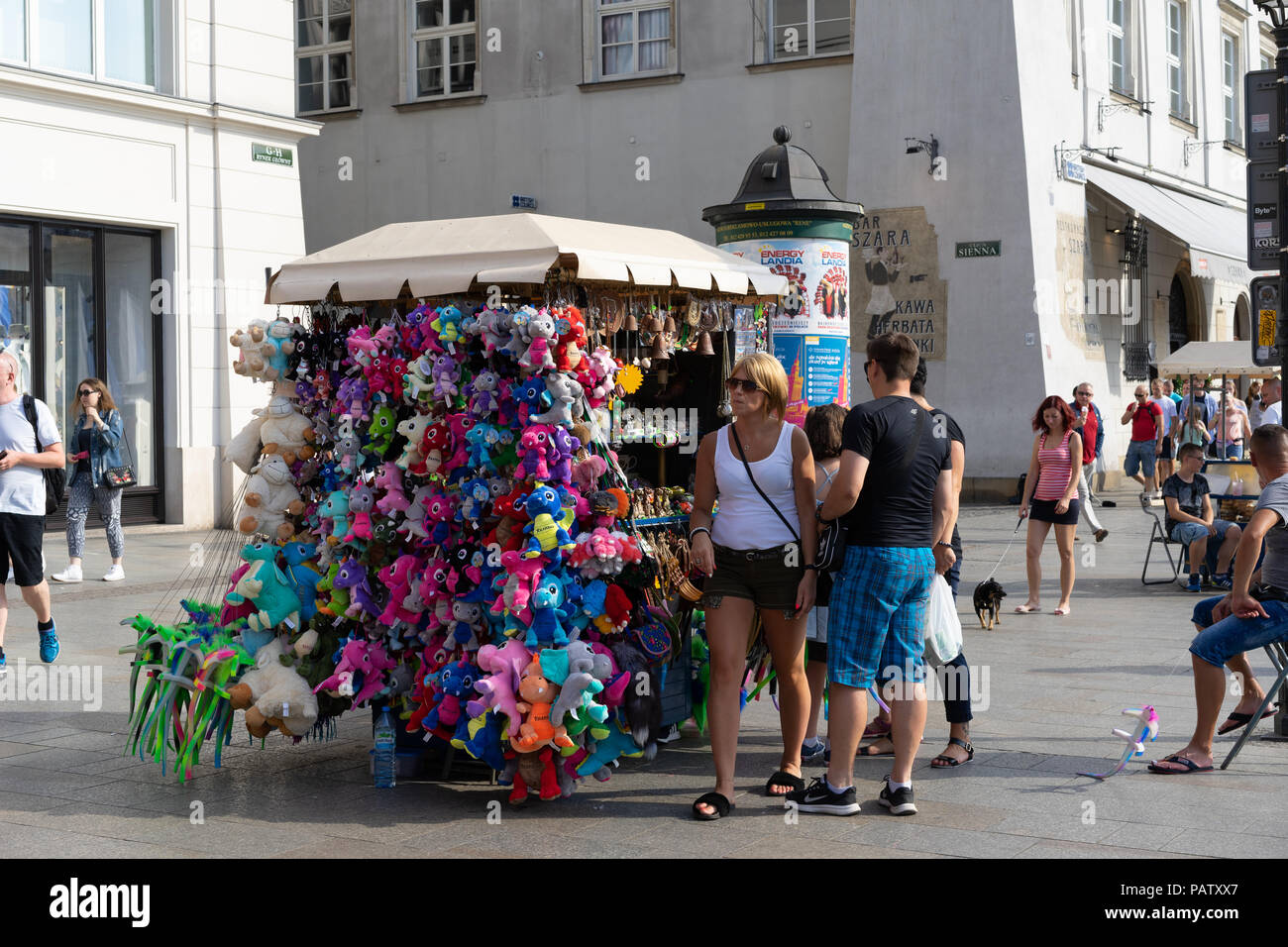 A trader stall selling soft toys and trinkets,Main Square, Krakow, Poland,Europe  Stock Photo - Alamy