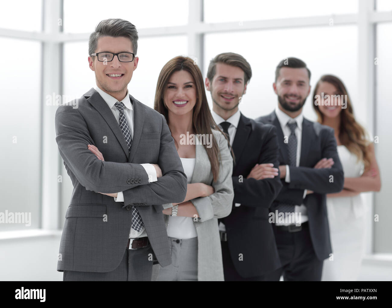 professional business team standing next to the office window Stock ...