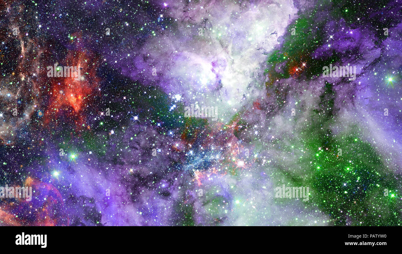 Cosmic galaxy background with nebula, stardust and bright shining stars. Elements of this image furnished by NASA. Stock Photo