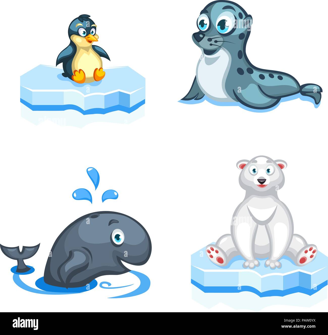 Set of vector cartoon arctic animals a navy seal, a polar bear, a whale and  a penguin Stock Vector Image & Art - Alamy