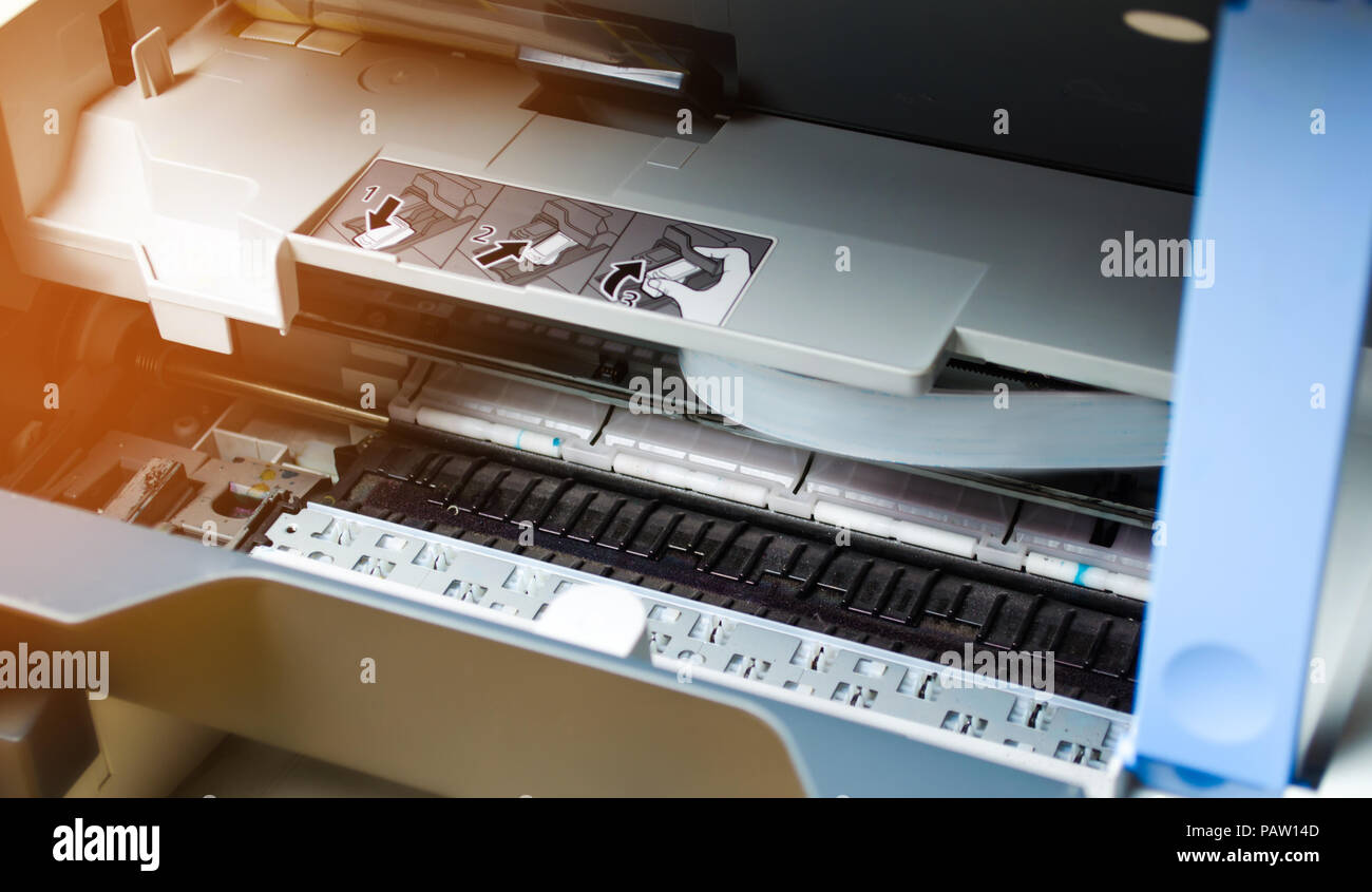 printer repair close up. digital photocopier machine. printing equipment,  3d scanner Stock Photo - Alamy