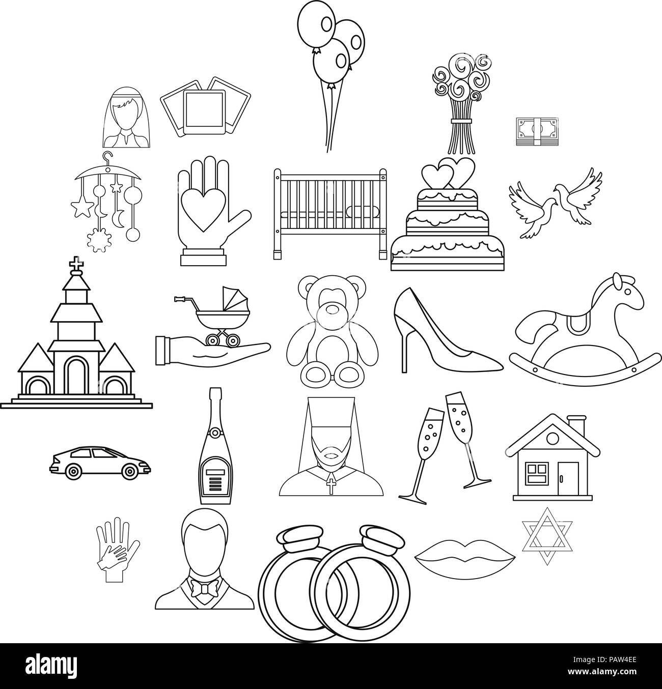 Wedding icons set, outline style Stock Vector Image & Art - Alamy