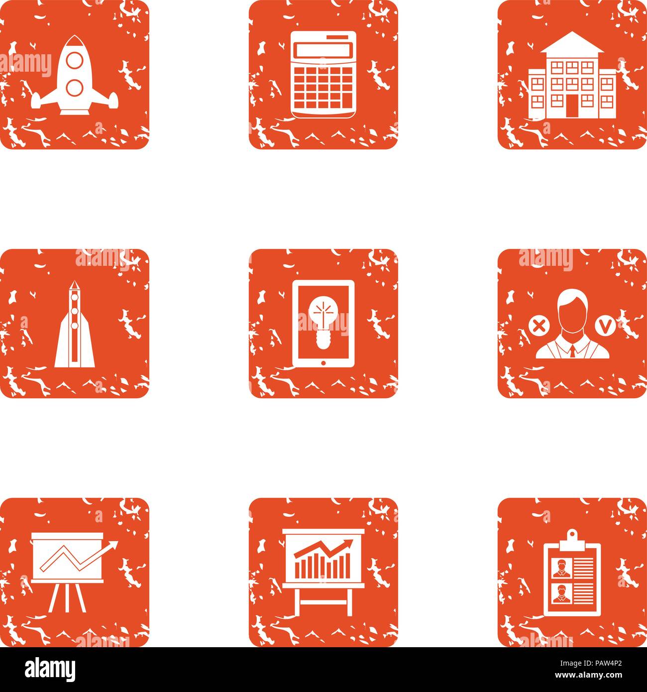 Activity plan icons set, grunge style Stock Vector