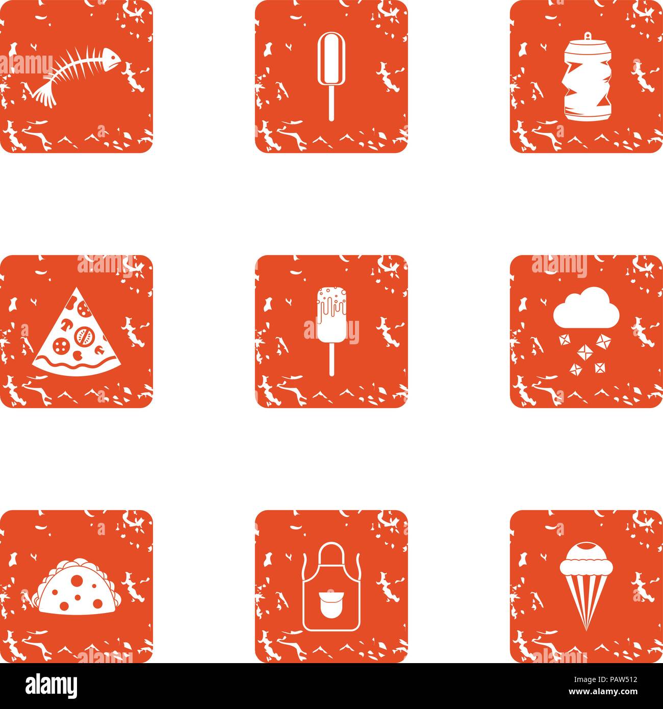 Saloon icons set, grunge style Stock Vector