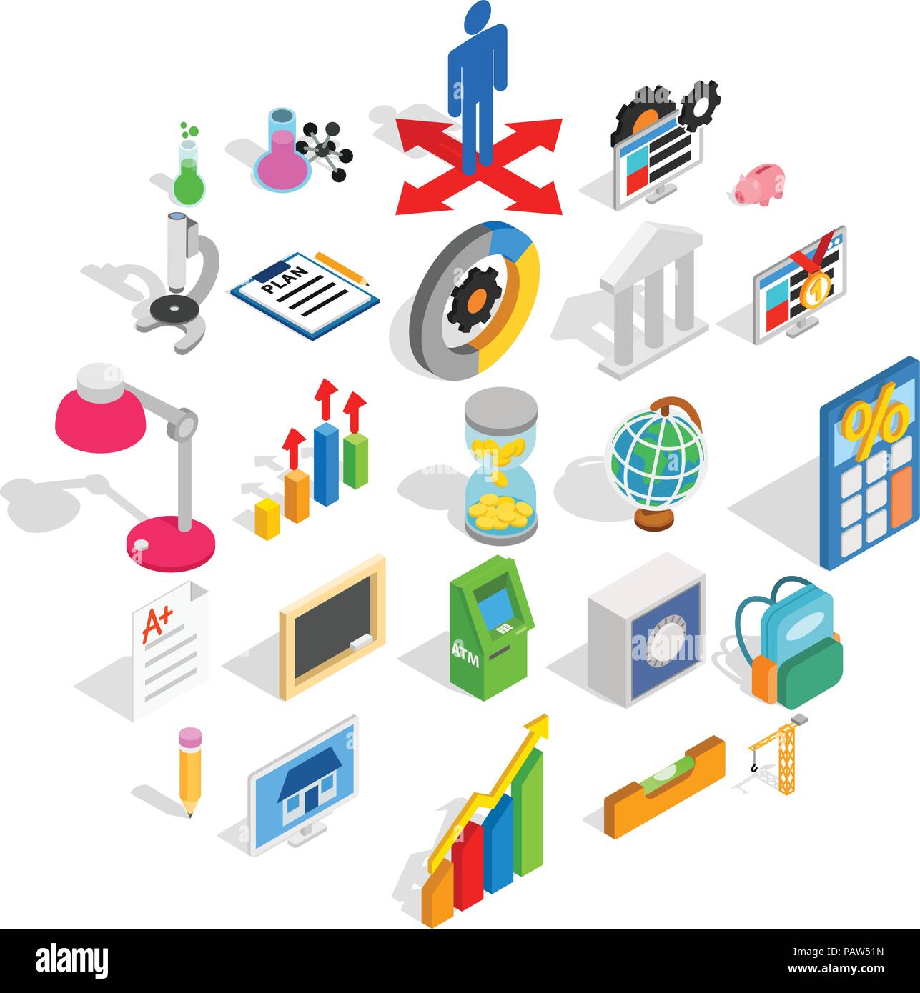 Adding machine icons set, isometric style Stock Vector Image & Art - Alamy