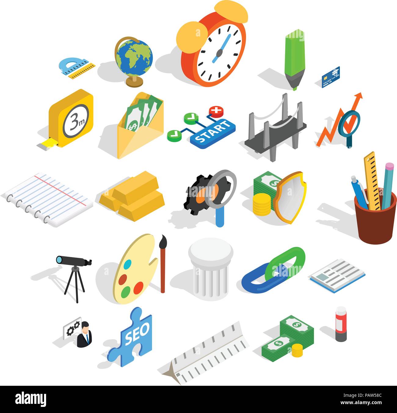 Compute icons set, isometric style Stock Vector