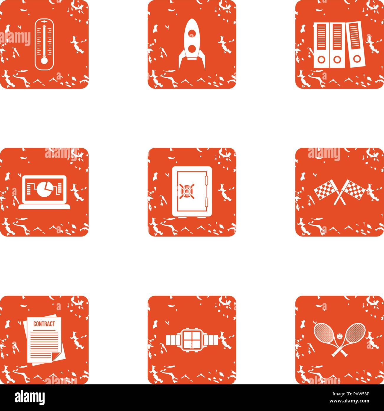 Platform icons set, grunge style Stock Vector