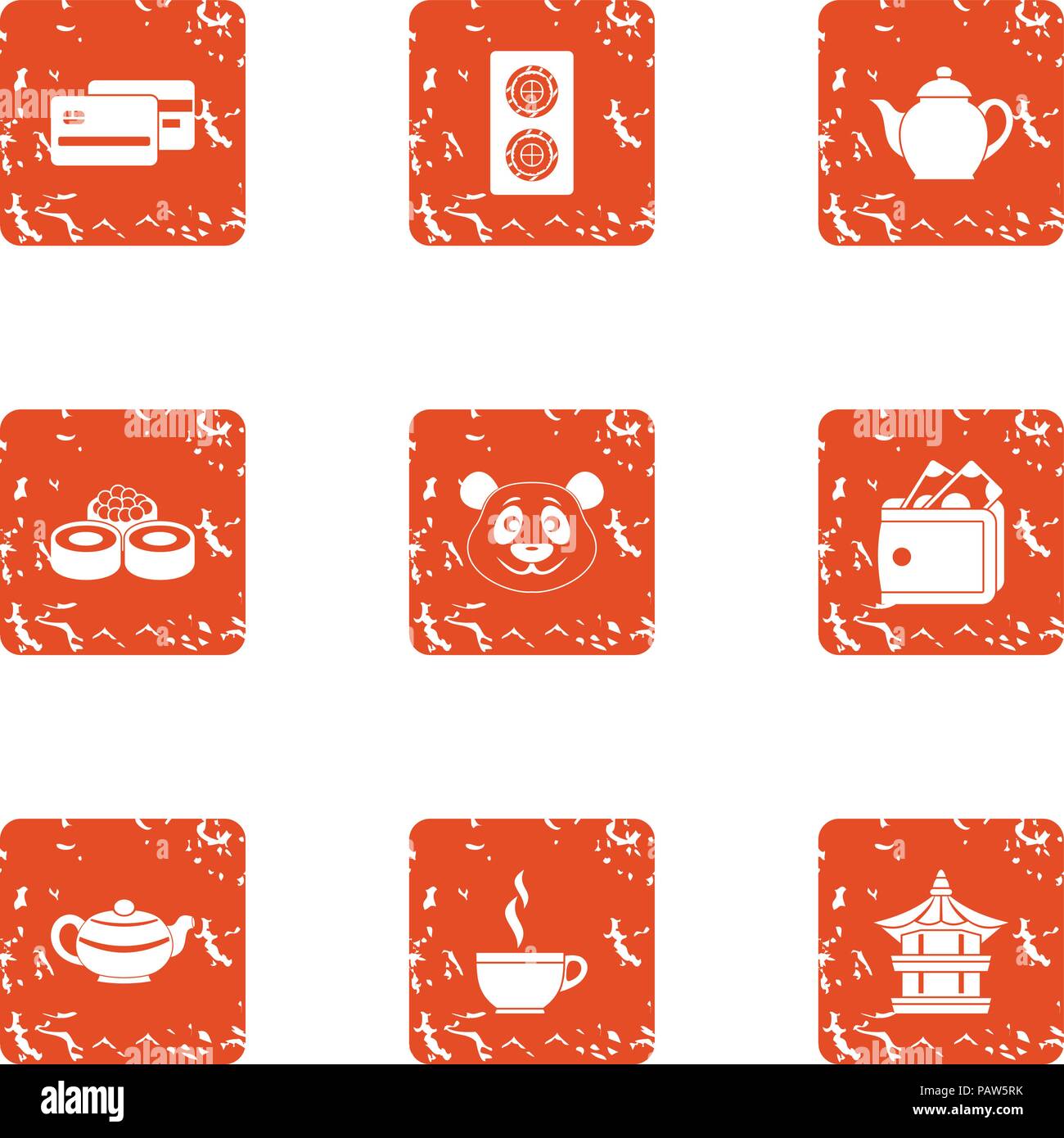 Refreshment icons set, grunge style Stock Vector
