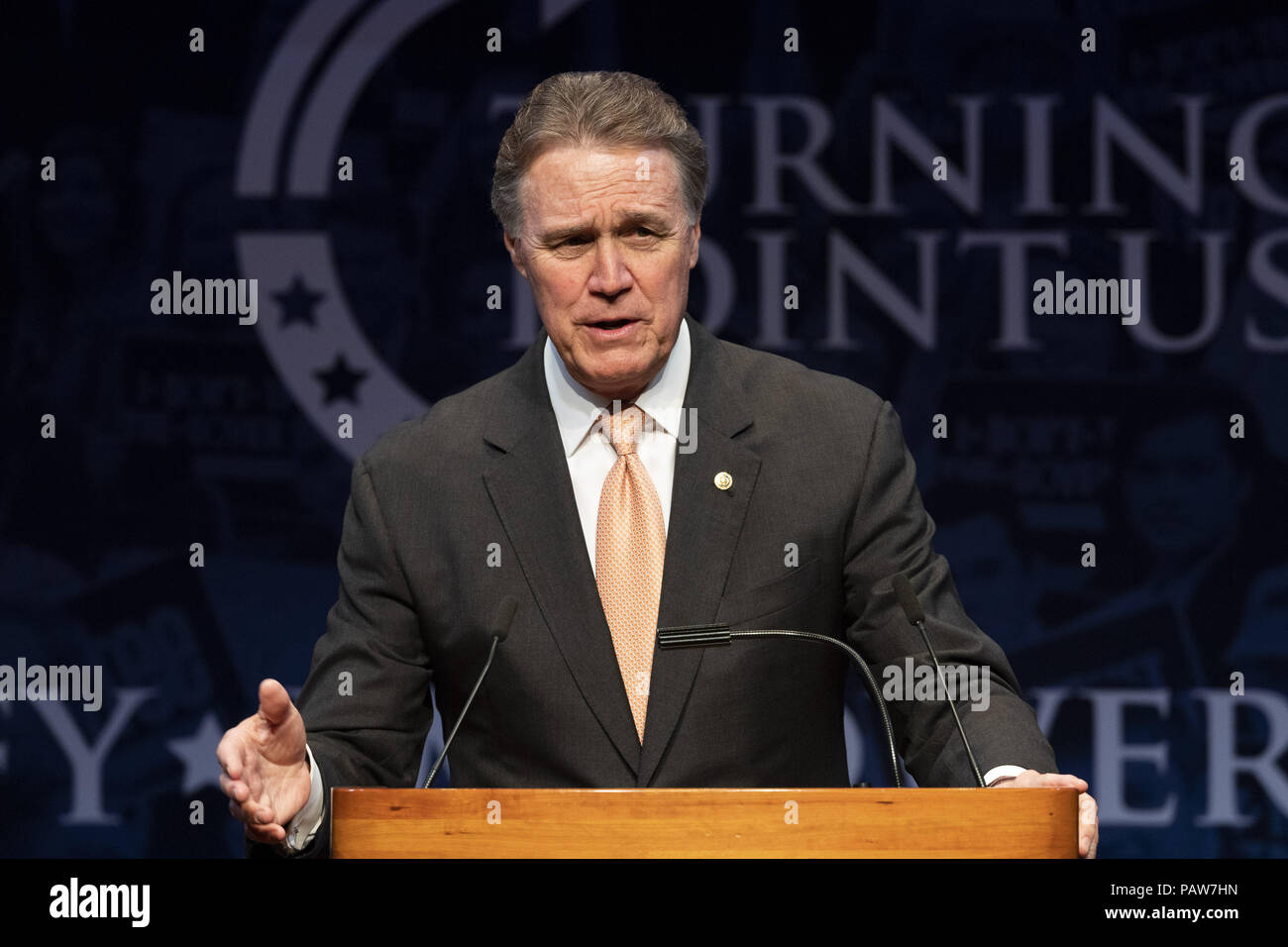 Washington Dc Usa 24th July 2018 David Perdue R Ga United States Senator Speaking At The Turning Point High School Leadership Summit In Washington Dc On July 24 2018 Credit Michael Brochstein Zuma Wire Alamy
