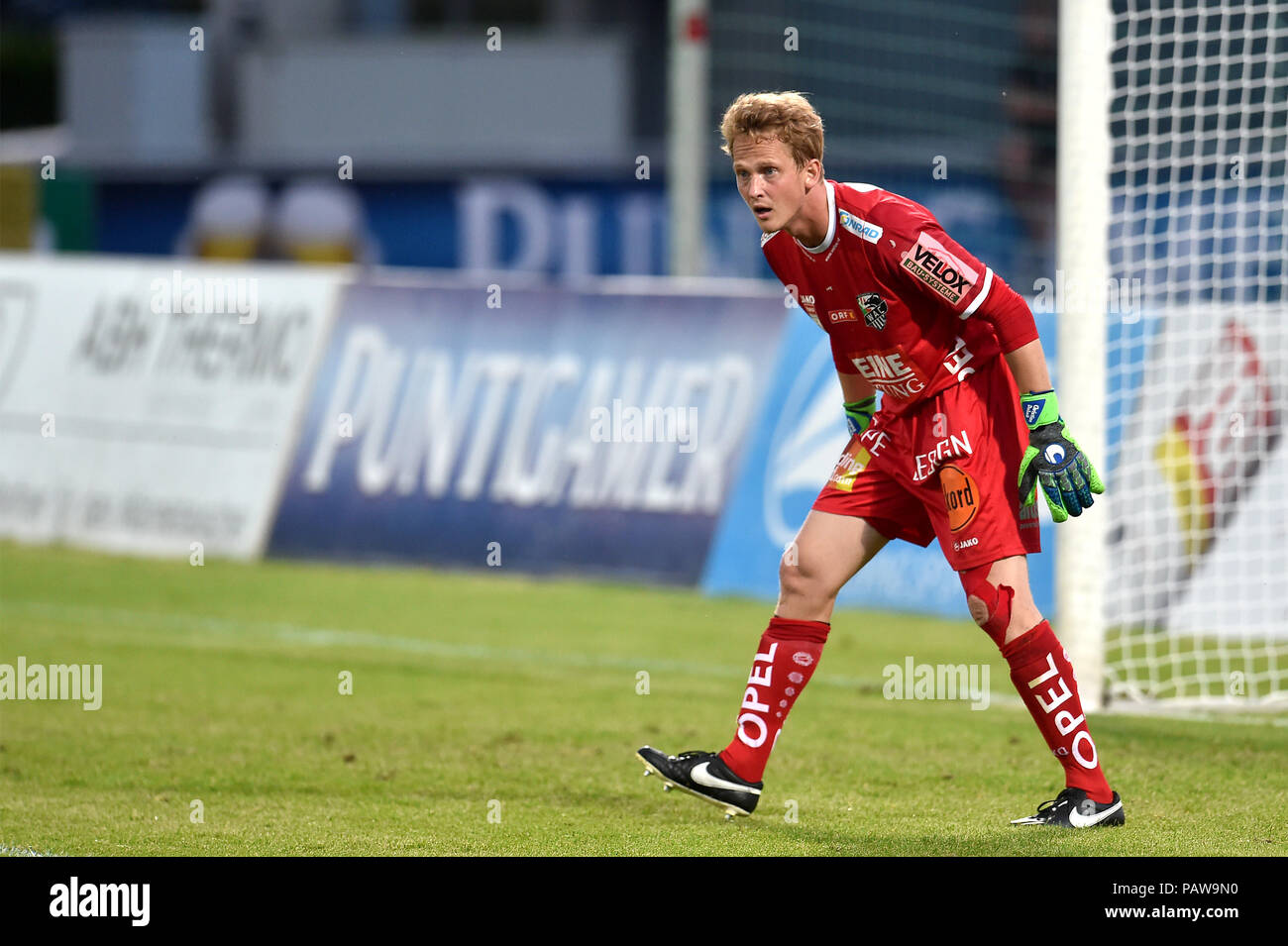 Wolfsberger, Austria, 24 July 2018. The goalkeeper Dobnik looks on during the pre season friendly football match between RZ Pellets WAC and Udinese Calcio at Lavanttal Arena. photo Simone Ferraro / Alamy Live News Stock Photo