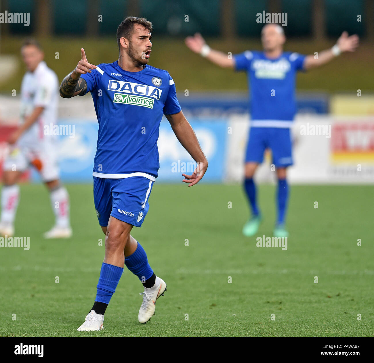 Wolfsberger, Austria, 24 July 2018. Udinese's forward Vizeu gestures during the pre season friendly football match between RZ Pellets WAC and Udinese Calcio at Lavanttal Arena. photo Simone Ferraro / Alamy Live News Stock Photo