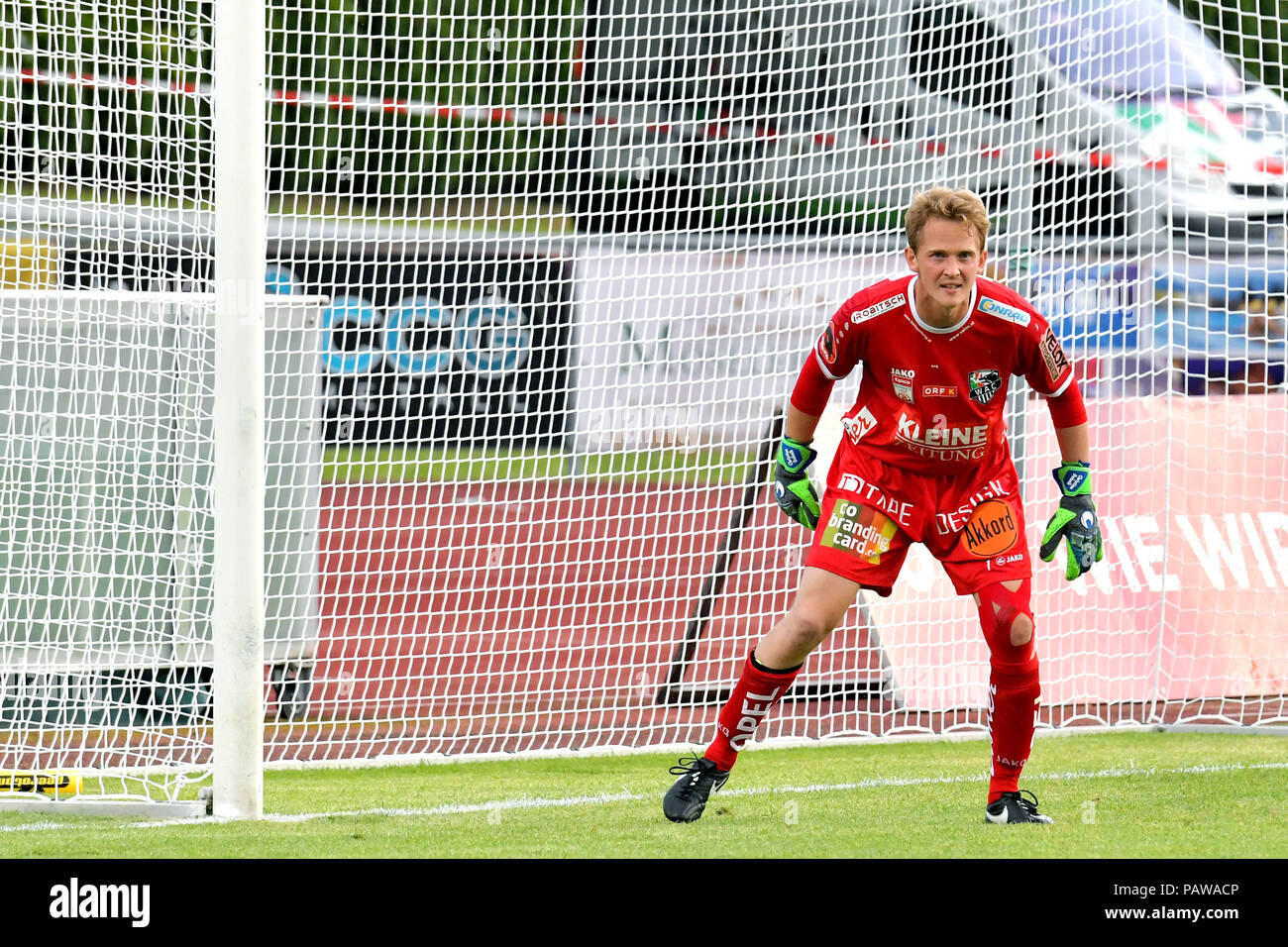 Wolfsberger, Austria, 24 July 2018. The goalkeeper Dobnik during the pre season friendly football match between RZ Pellets WAC and Udinese Calcio at Lavanttal Arena. photo Simone Ferraro / Alamy Live News Stock Photo