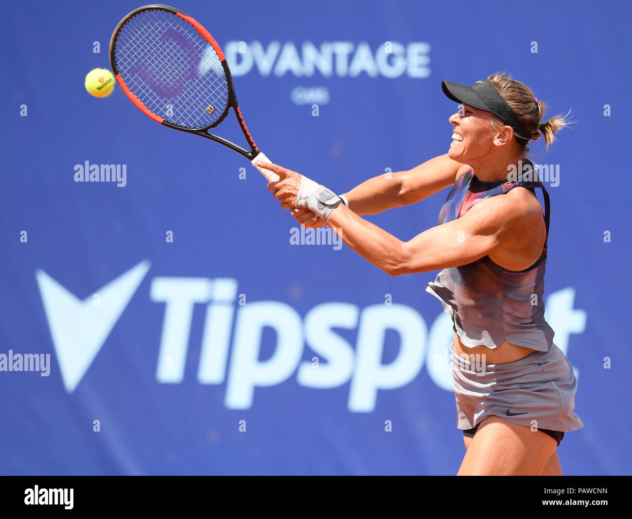 Czech Tennis player Lucie Hradecka (pictured) in action during the