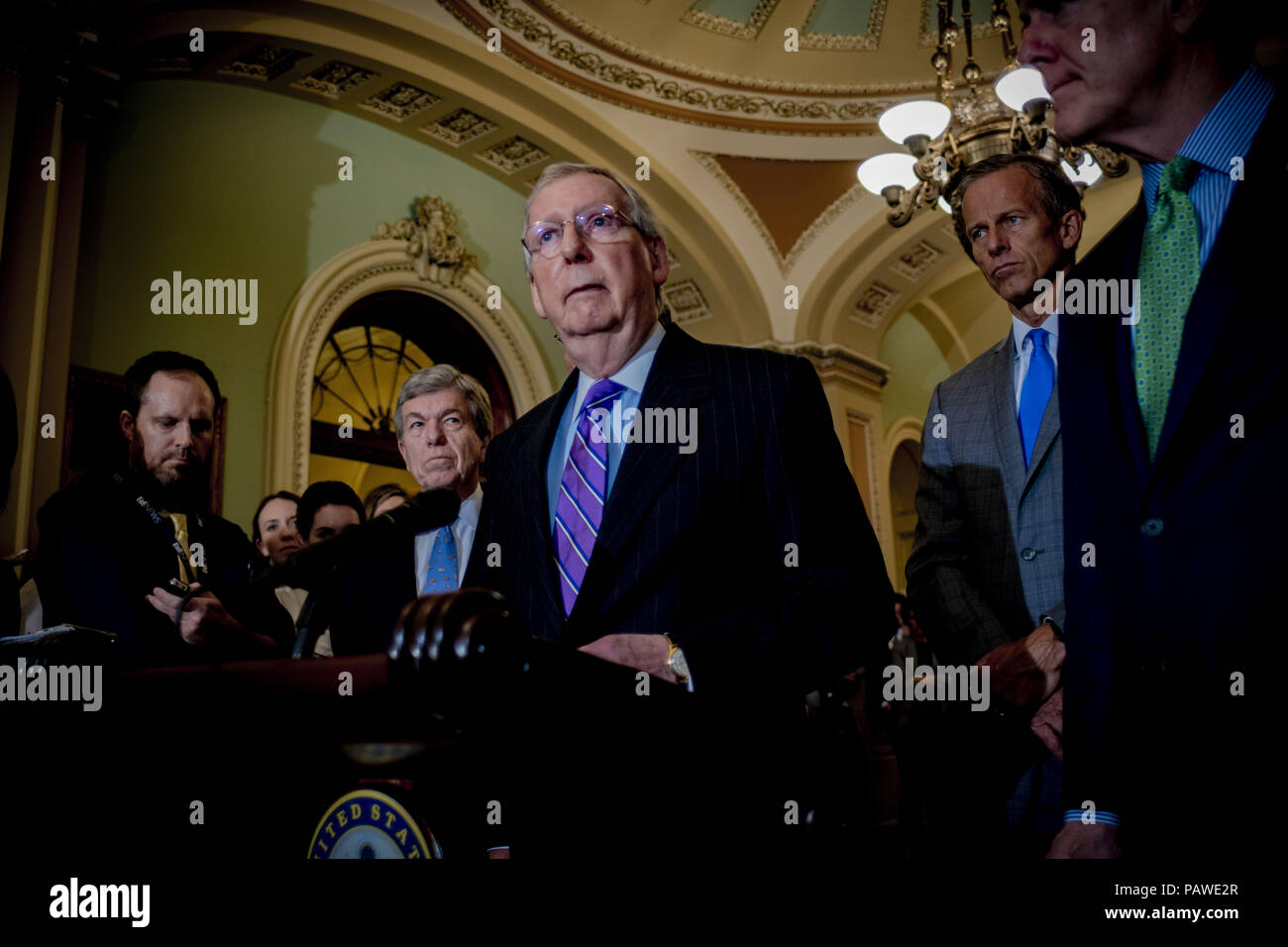 July 24, 2018 - Senate Majority Leader MITCH MCCONNELL (R-KY) at the Tuesday briefing, July 24, 2018 Credit: Douglas Christian/ZUMA Wire/Alamy Live News Stock Photo
