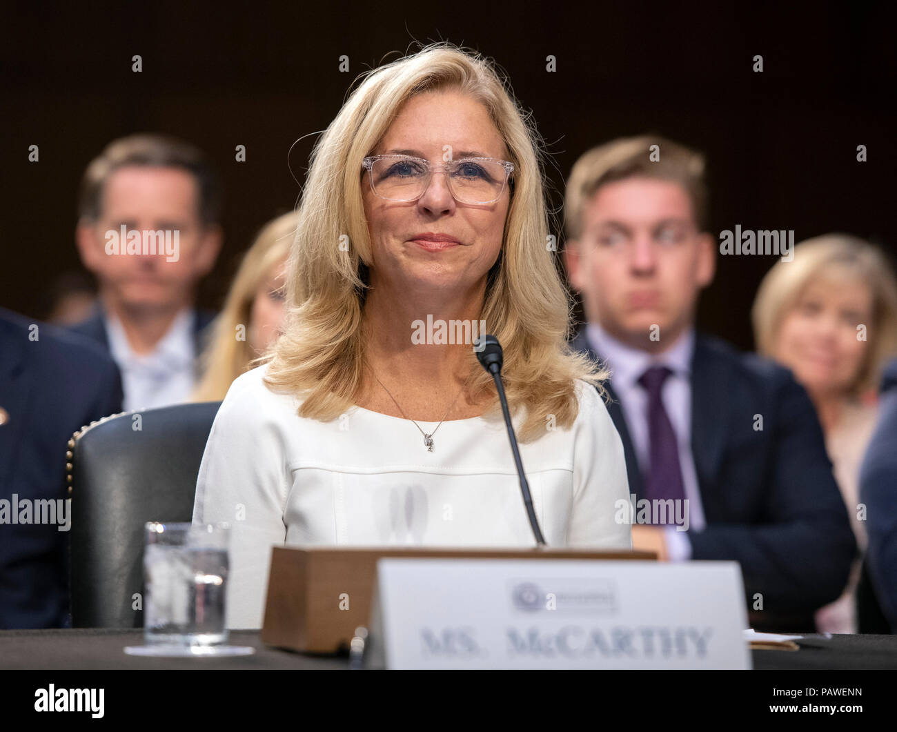 Ellen E. McCarthy testifies before the United States Senate Select Committee on Intelligence on her nomination to be an Assistant Secretary of State (Intelligence and Research), on Capitol Hill in Washington, DC on Wednesday, July 25, 2018. Credit: Ron Sachs/CNP /MediaPunch Stock Photo
