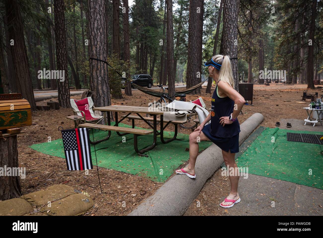 July 25, 2018 Yosemite National Park, California, U.S Upper Pines campground host, JULIE