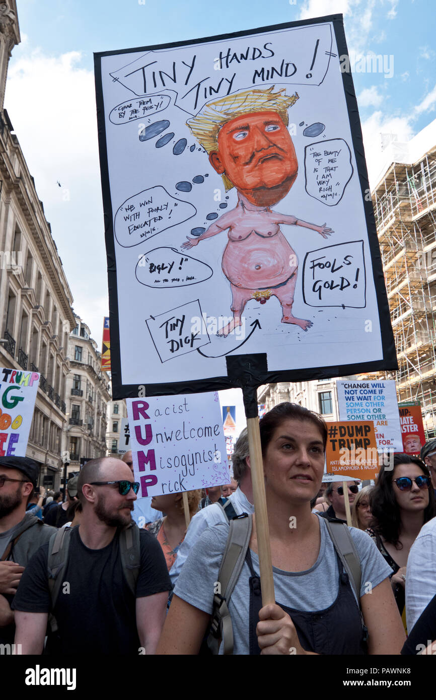 Anti Trump protest during his London visit. Central London July 13 2018 Stock Photo