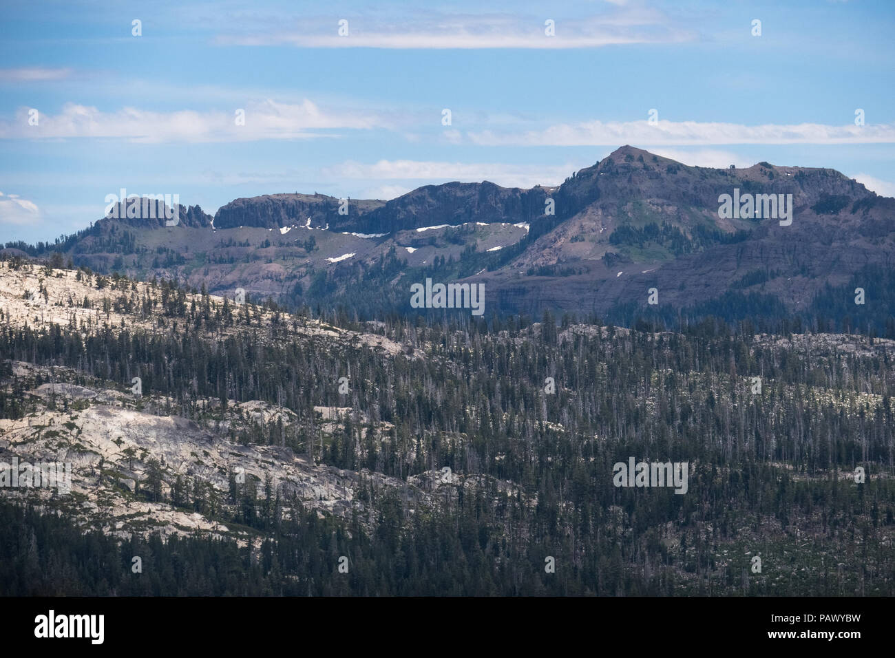 Bull Run Peak, taken from far away at Cape Horn along Mountain Highway 4, California Stock Photo
