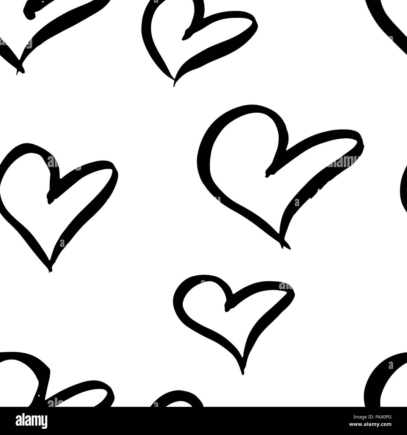 Seamless black heart pattern. Romantic background. Vector illustration ...