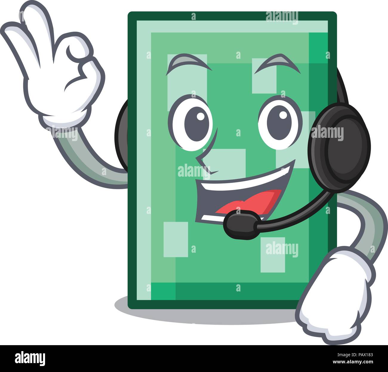With headphone rectangle mascot cartoon style Stock Vector