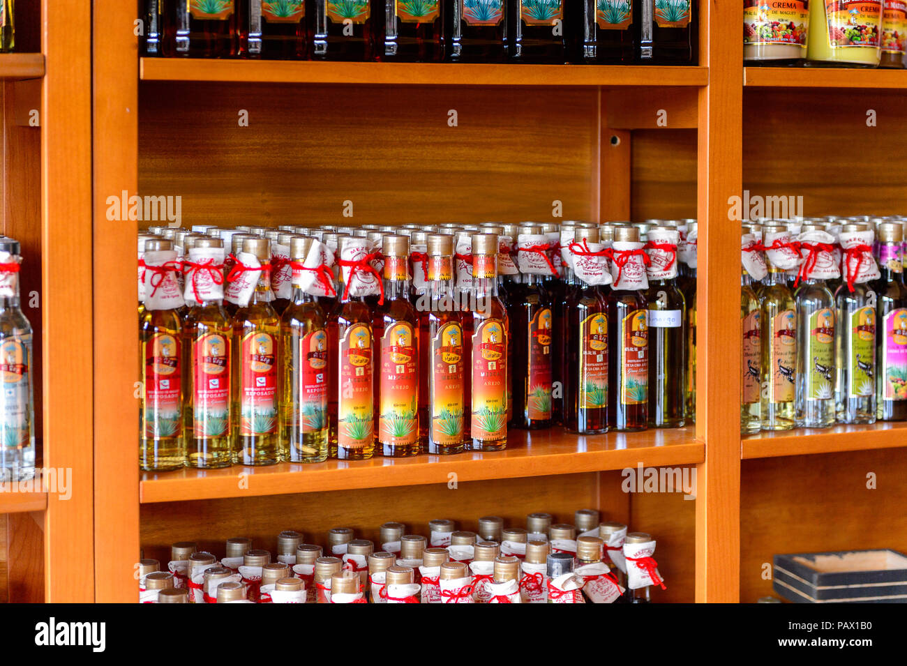 OAXACA, MEXICO - OCT 31, 2016: Alcoholic beverages at the Fabric of ...