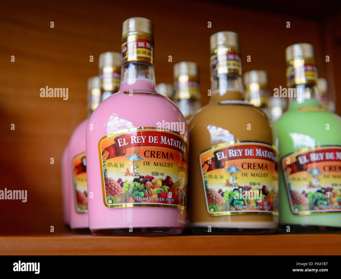 OAXACA, MEXICO OCT 31, 2016 Alcoholic beverages at the Fabric of