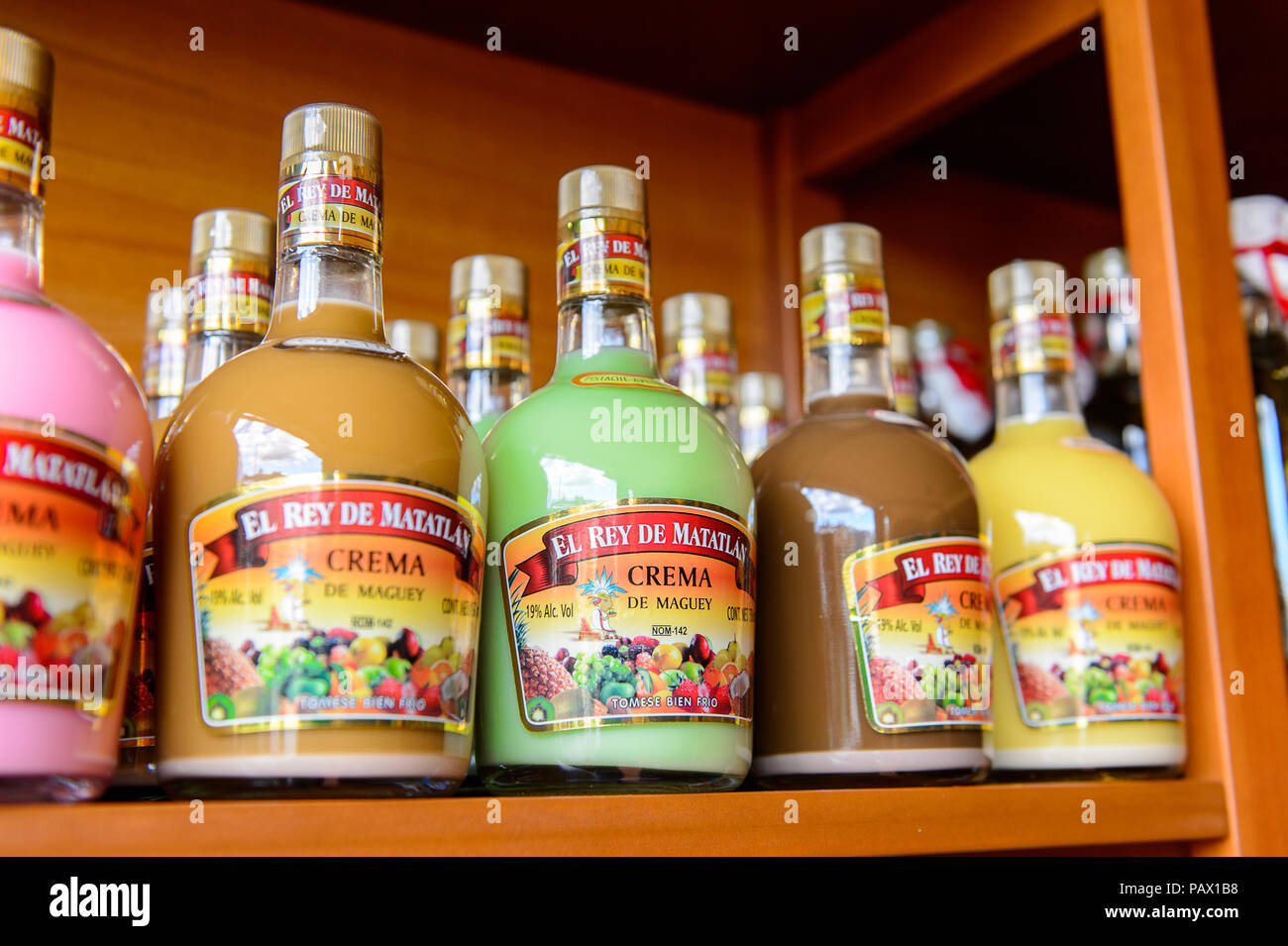 OAXACA, MEXICO - OCT 31, 2016: Alcoholic beverages at the Fabric
