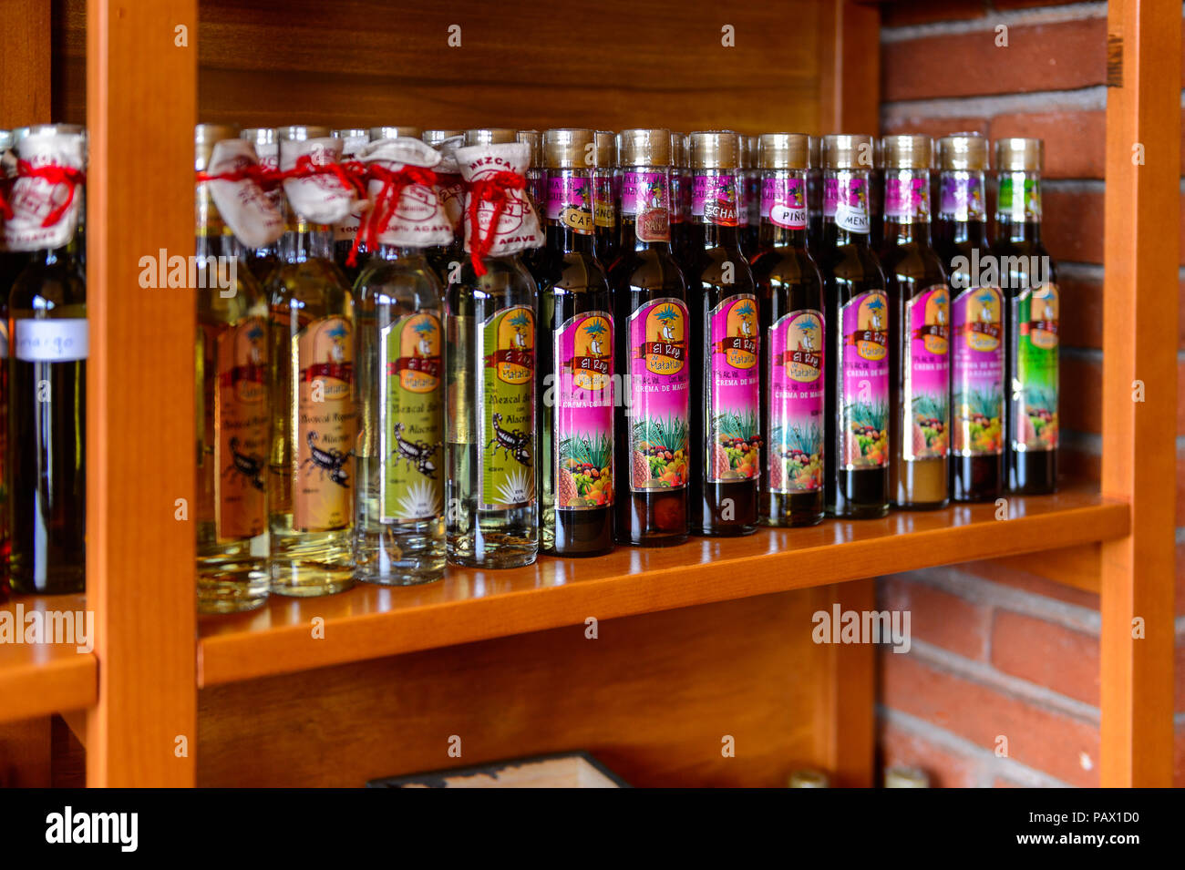 OAXACA, MEXICO - OCT 31, 2016: Alcoholic beverages at the Fabric of ...