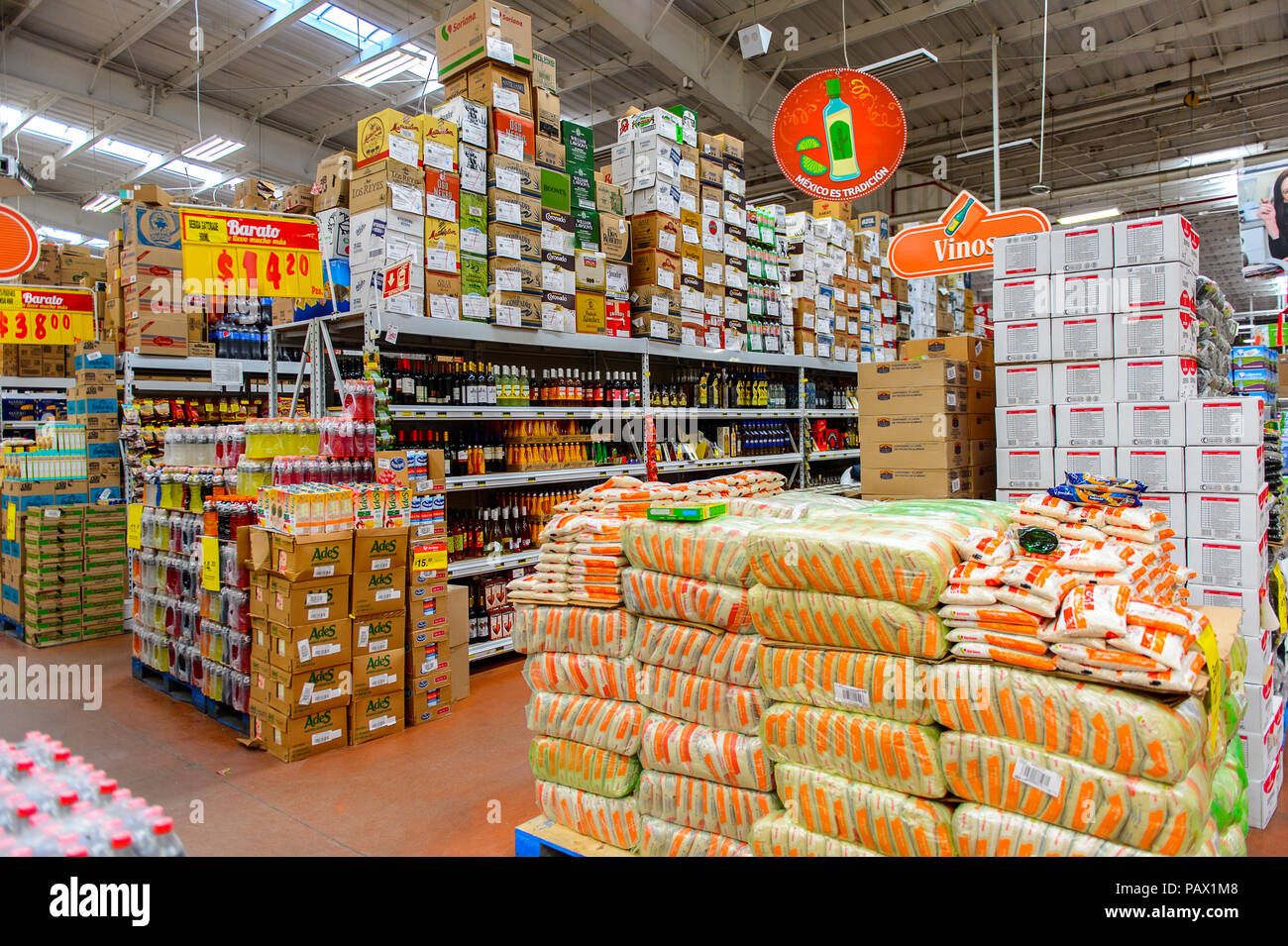 OAXACA, MEXICO NOV 1, 2016 Interior of the supermarket Soriana, a