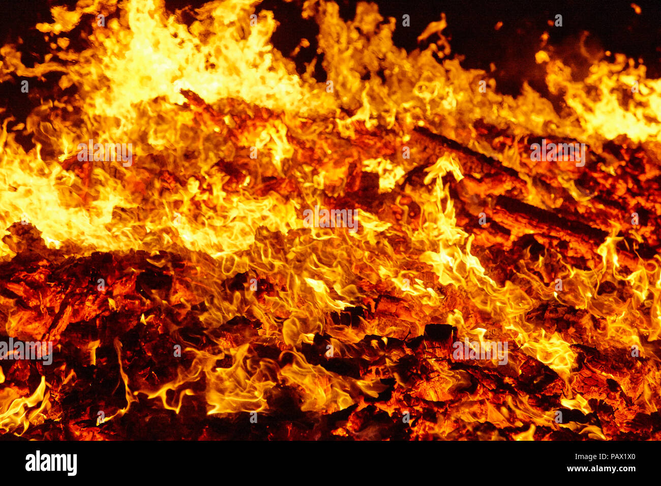 Fire. Volcano incandescent material. Hot charcoal bonfire. Carbon