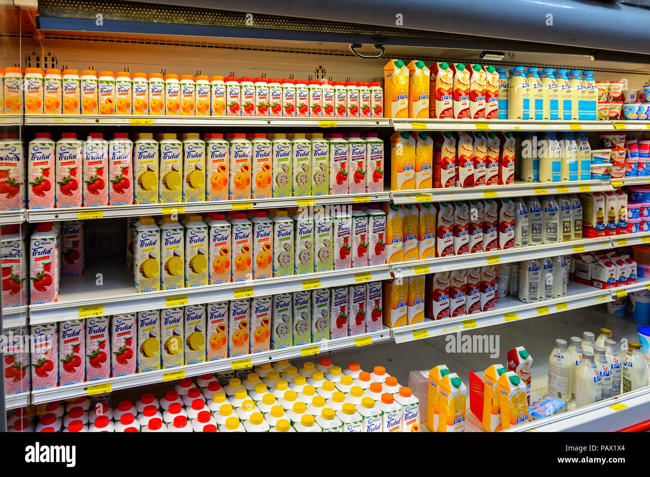 OAXACA, MEXICO NOV 1, 2016 Juices of the supermarket Soriana, a