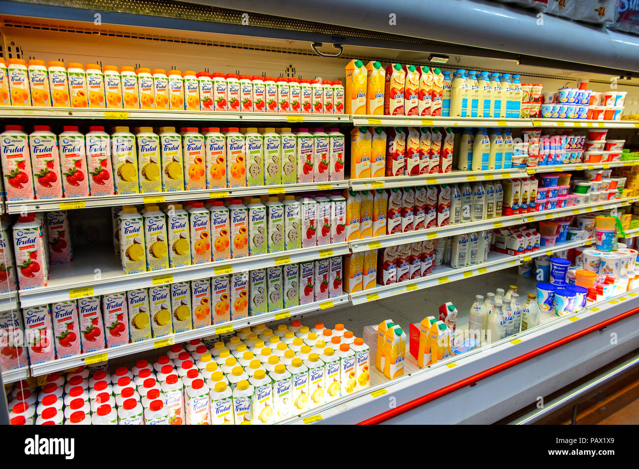 OAXACA, MEXICO NOV 1, 2016 Juices of the supermarket Soriana, a