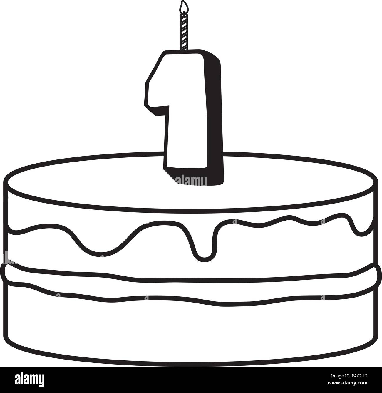 1st Birthday Cake Clipart Black And White