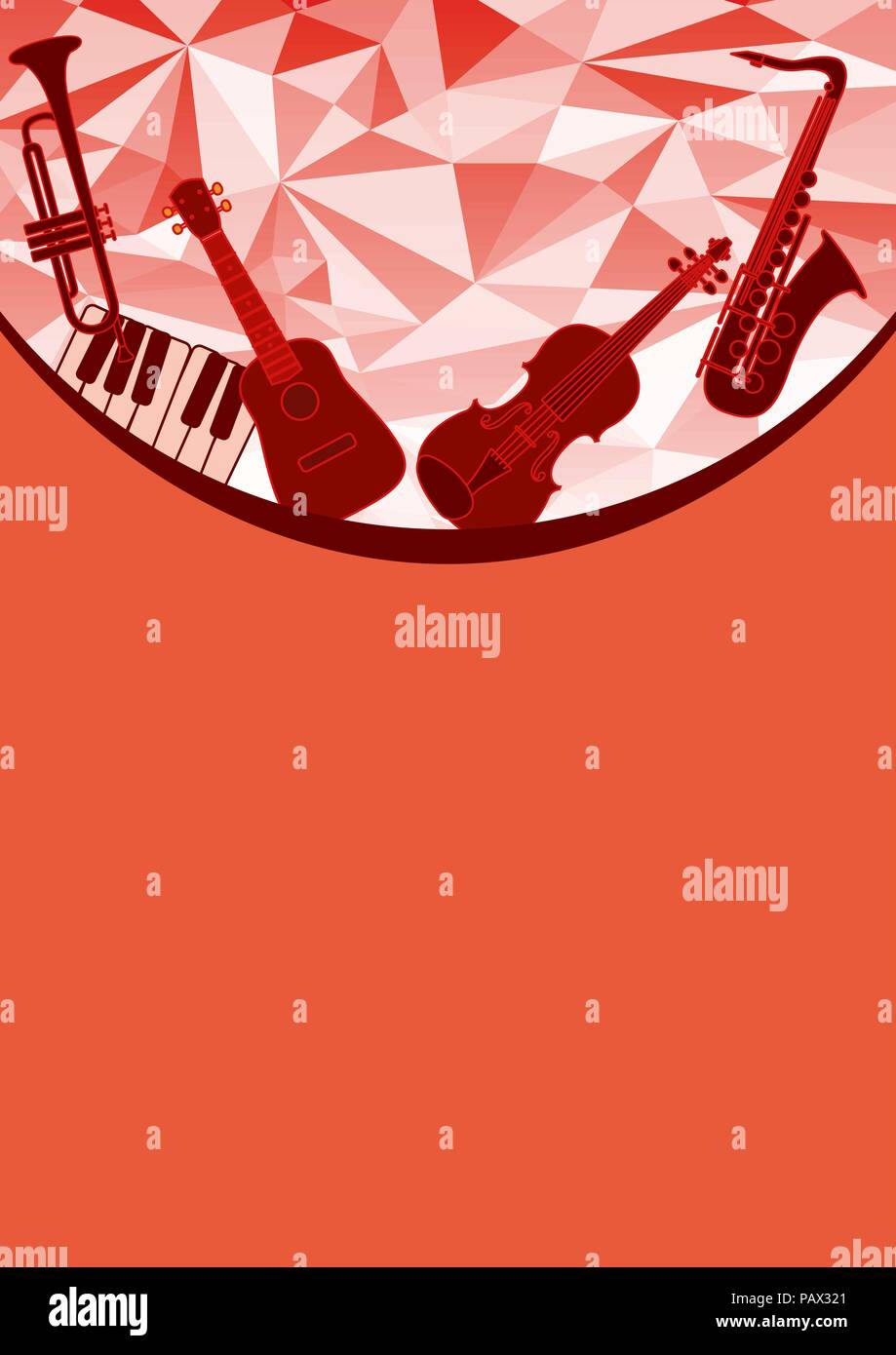 Music instruments gift card Stock Vector