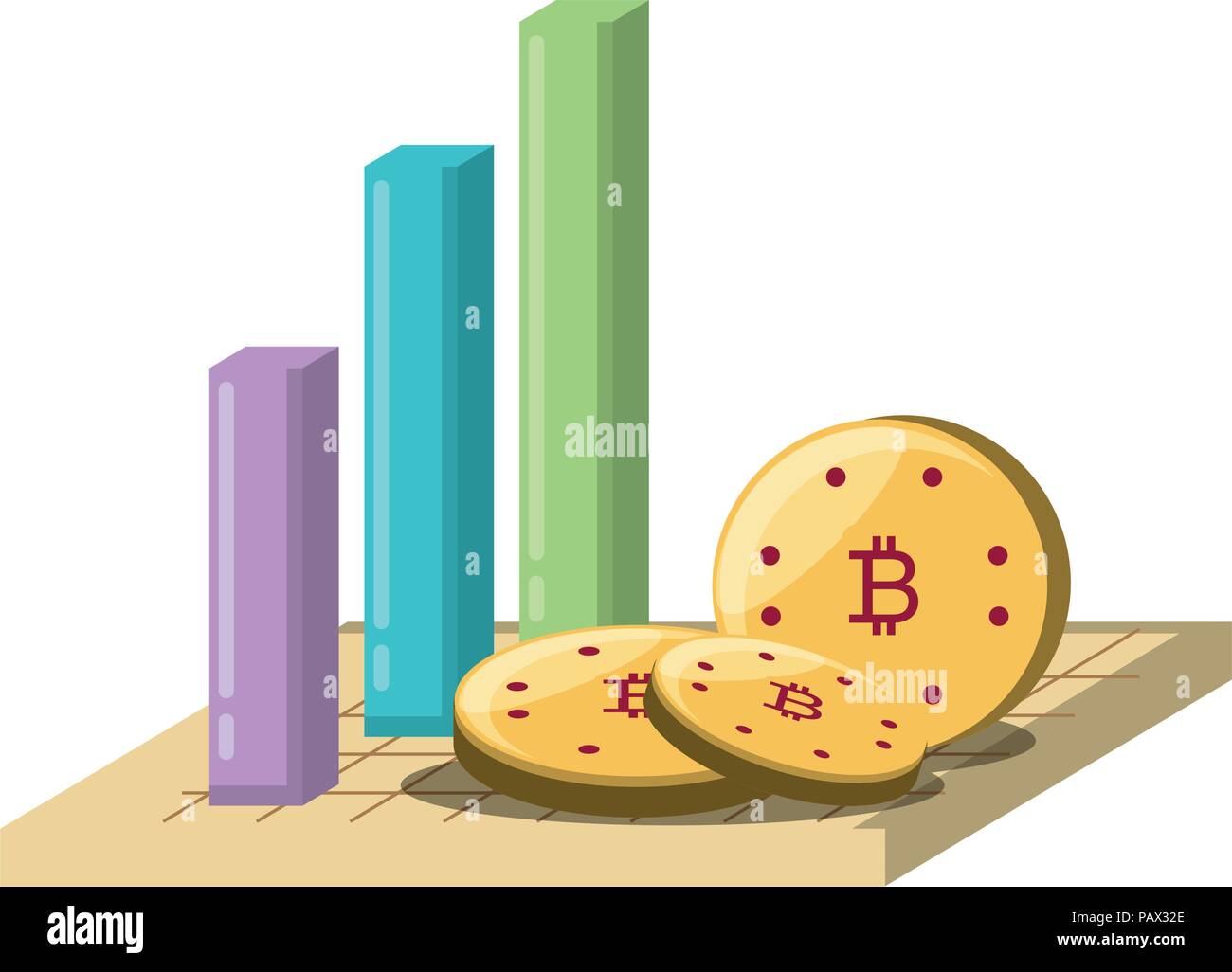 bar chart and cryptocoins  icon over white background, vector illustration Stock Vector