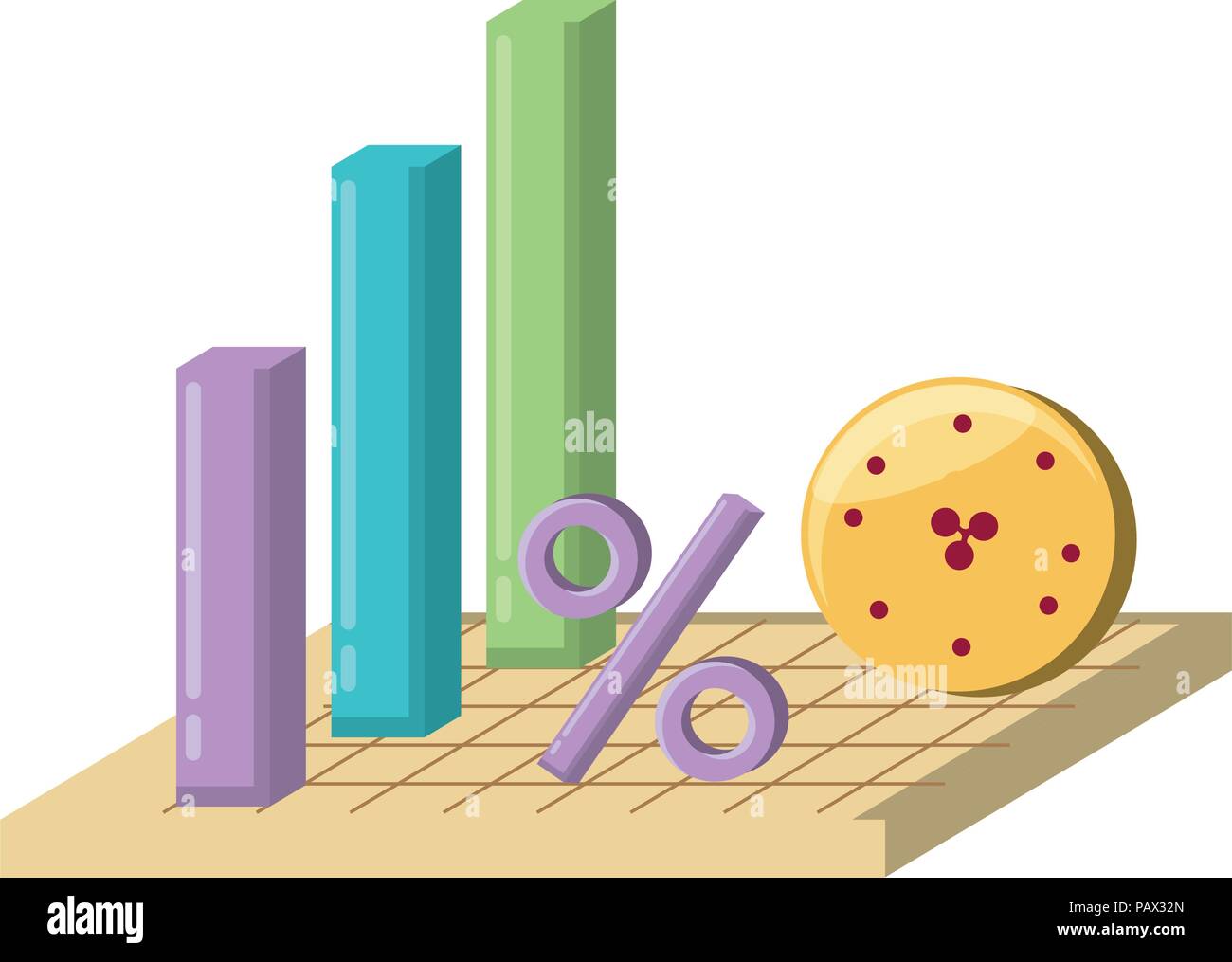 bar chart and cryptocoins  icon over white background, vector illustration Stock Vector