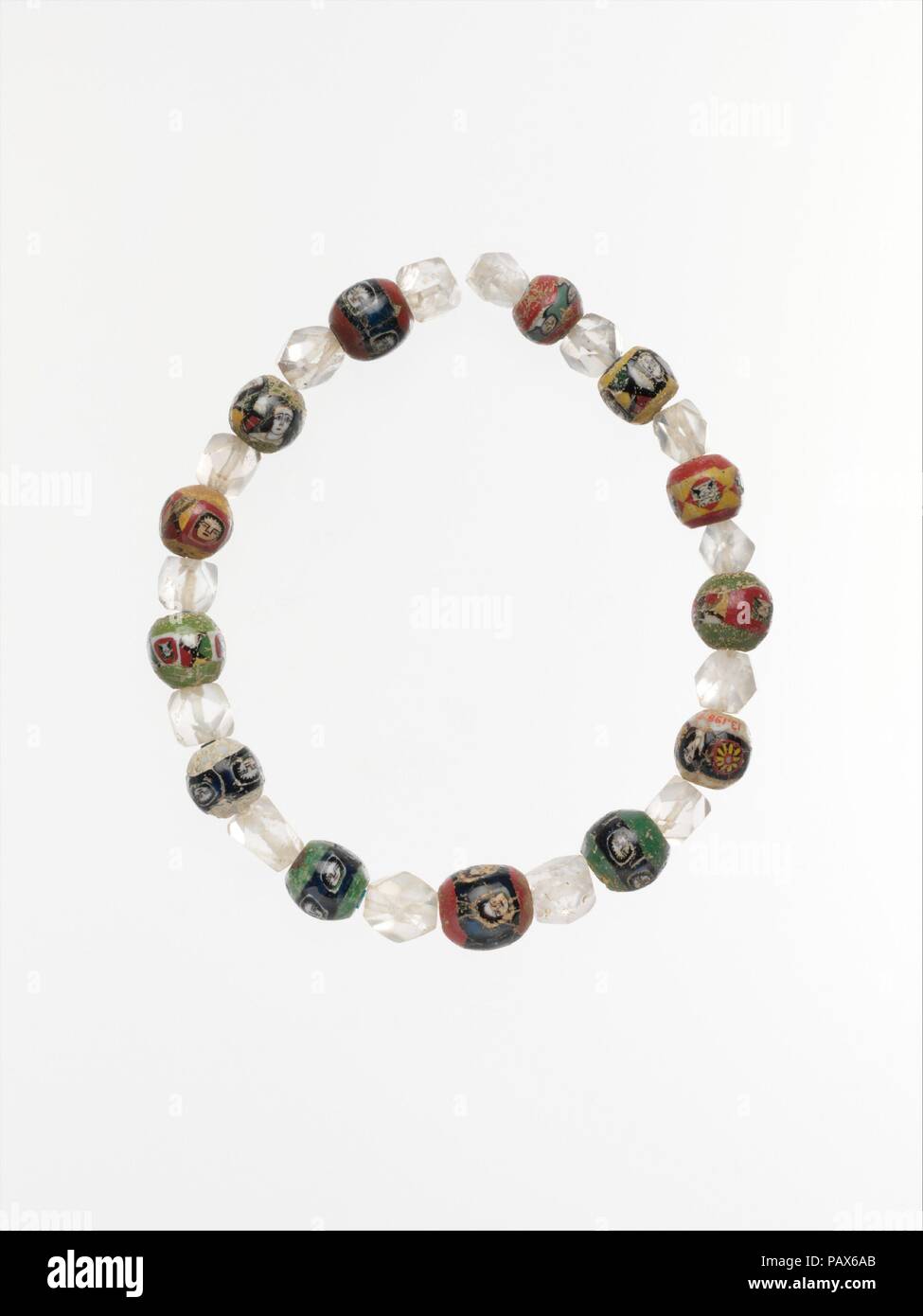 Glass mosaic and rock crystal beads. Culture Roman Eastern