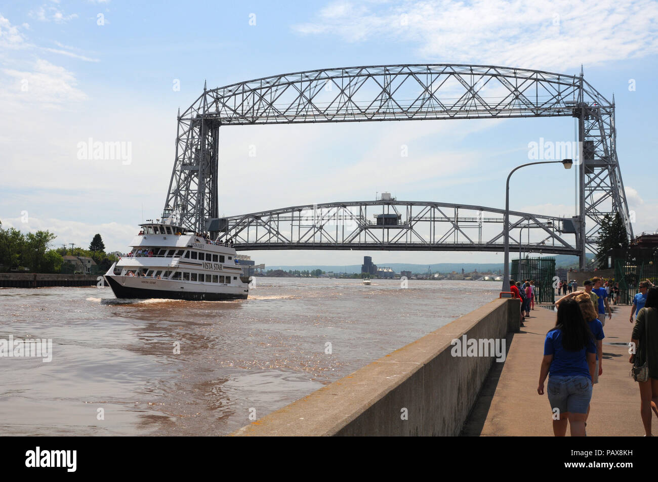 Draw Bridge At The Duluth Minnesota Harbor On Lake Superior Stock