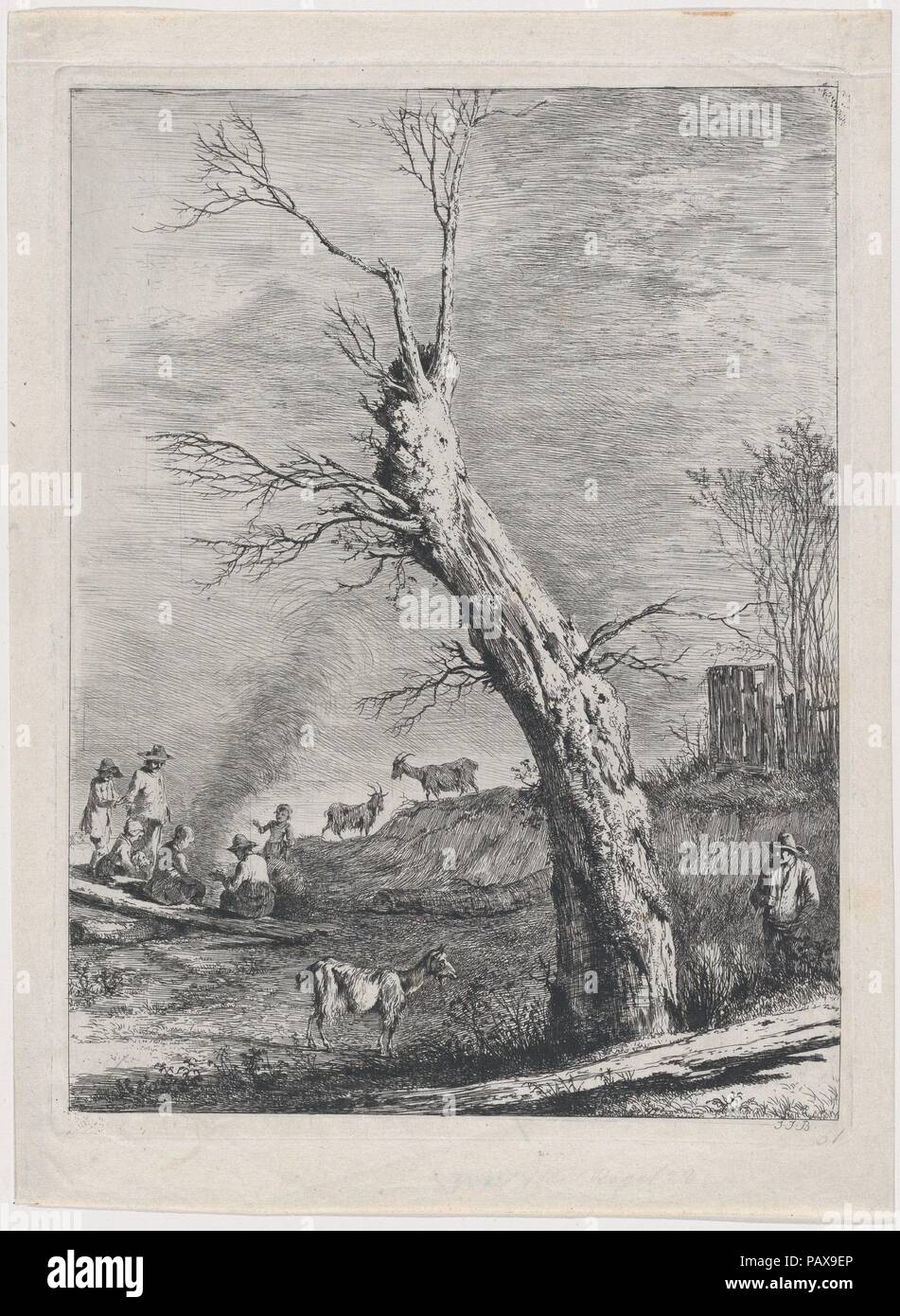 Winter, after a drawing completed in Saint-Chamond. Artist: Jean Jacques de Boissieu (French, Lyons 1736-1810 Lyons). Dimensions: Sheet: 11 5/8 x 8 9/16 in. (29.6 x 21.7 cm)  Plate: 10 7/16 x 7 13/16 in. (26.5 x 19.8 cm). Date: 1795. Museum: Metropolitan Museum of Art, New York, USA. Stock Photo