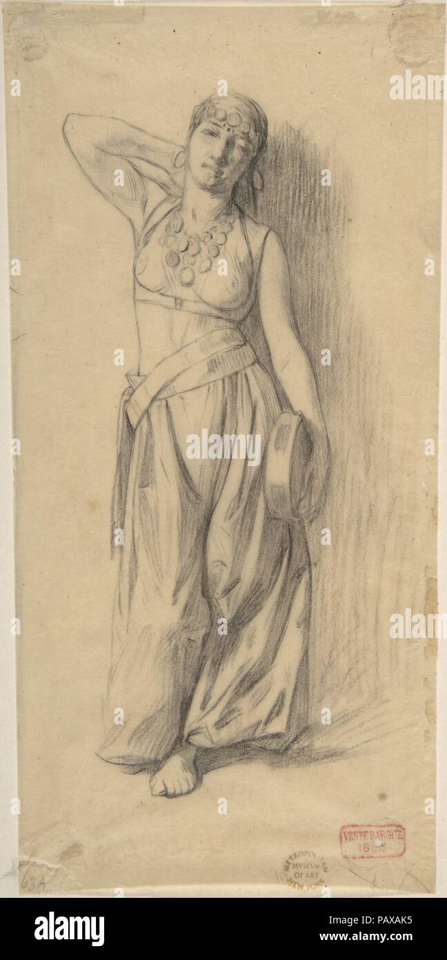 Study for 'The Almeh'. Artist: Charles Bargue (French, Paris 1825/26-1883 Paris). Dimensions: Sheet: 8 11/16 x 4 1/16 in. (22.1 x 10.3cm). Date: 1879. Museum: Metropolitan Museum of Art, New York, USA. Stock Photo