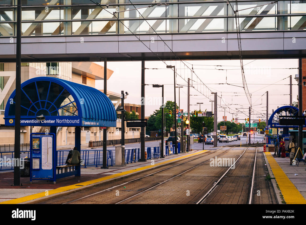 Light Rail tracks in downtown Baltimore, Maryland Stock Photo Alamy