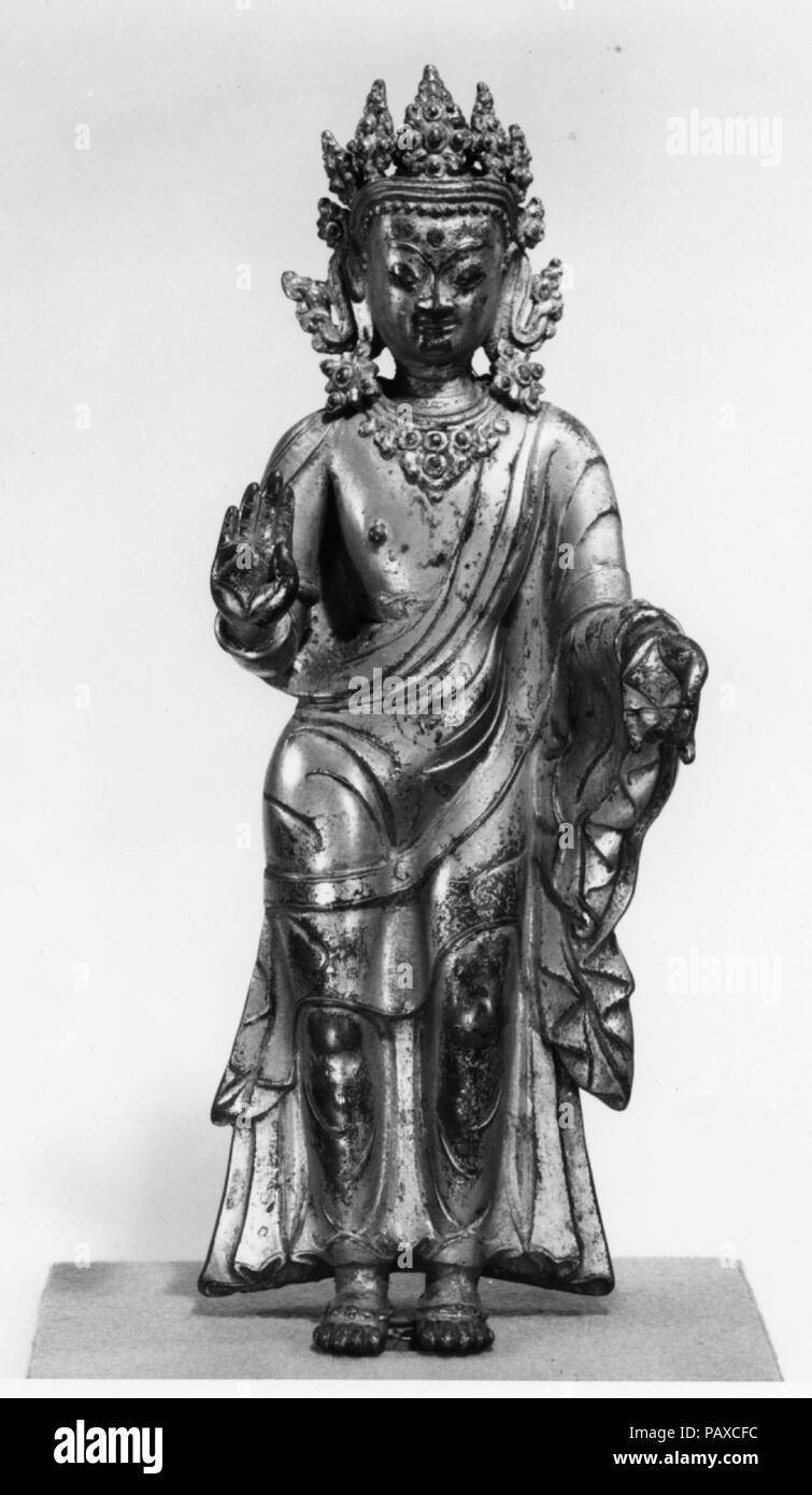 Standing Bodhisattva. Culture: Nepal (Kathmandu Valley). Dimensions: H. 11 in. (27.9 cm). Date: 16th-17th century. Museum: Metropolitan Museum of Art, New York, USA. Stock Photo
